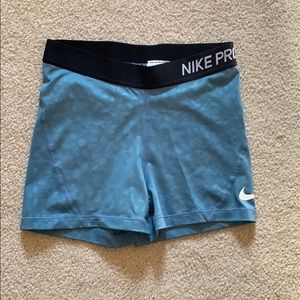 Nike Pro Spandex Shorts Blue Leopard Detail